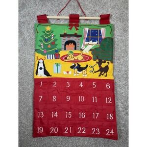 DOGGIE Fabric Advent Countdown Wall Hanging Keepsake 25 Pockets for Dog Bones‎